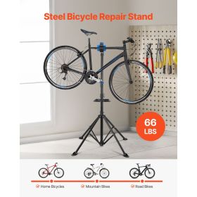 Bike Repair Stand, 66 lb Heavy-duty Bicycle Work Stand with 32.8-56.6 in Adjustable Height & Magnetic Tool Tray, Foldable Bicycle Maintenance Rac