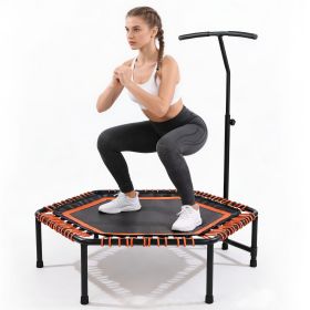 48" Mini Rebounder for Adults with Adjustable Handle Bar, Bungee Ropes, Stable & Quiet, Indoor Outdoor, Whole-Body Workout & Relaxation