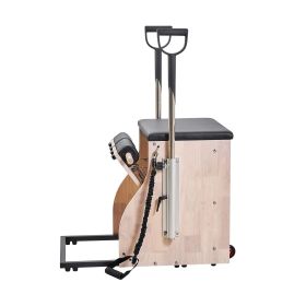 Pilates Chair, Split-Pedal Stability Combo Chairs with Handles, Rubber Wood Frame Yoga Fitness Trainer, Exercise Reformer