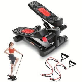 Upgraded Hydraulic Silent Stepper for Home Use with LCD Display Adjustable Resistance Double Resistance Bands 330lbs Capacity Foldable Storage Le