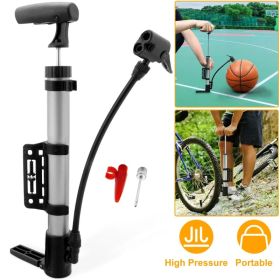 Mini Bike Pump Portable Bicycle Tire Inflator Ball Air Pump W/ Mount Frame For Mountain Road Bike (Option: SILVER)