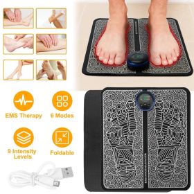 EMS Foot Massage Pad Electric Stimulator Massager Unit Rechargeable Leg Reshaping Muscle Pain Relax Massage Mat W& 6 Modes 9 Intensity Levels (Option: Defaulttitle)