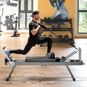 Extra Large Pilates Reformer - Multi-functional Home Fitness Equipment, 395lbs Capacity, with Dynamic Resistance Cords and Aerobic Rebounder (Color: as Pic)