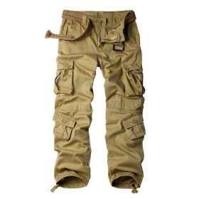 Three-dimensional Pocket Overalls Men's Multi-pocket (Option: Eight Pockets Khaki-29)